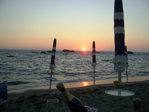 Sunset by the sea in Campania
